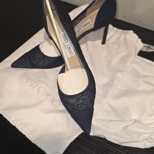 Jimmy Choo Dark Blue Lace Heels